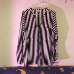 SILENCE + NOISE Striped split neck button up